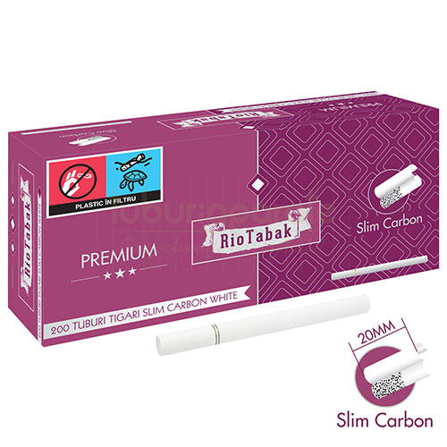 Tuburi Tigari RioTabak Slim Carbon White 200 Filter Plus